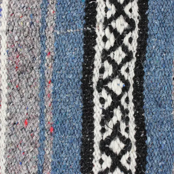 Unbranded White/Blue/Gray/Black Falsa Mexican Throw Blanket 50" x 70"