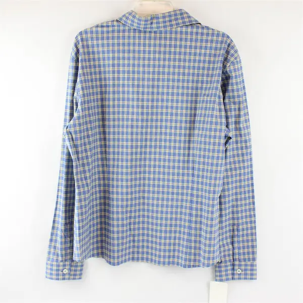 Christian Trapani Blue/White/Yellow Plaid Long Sleeve Button Up Women's Size XL