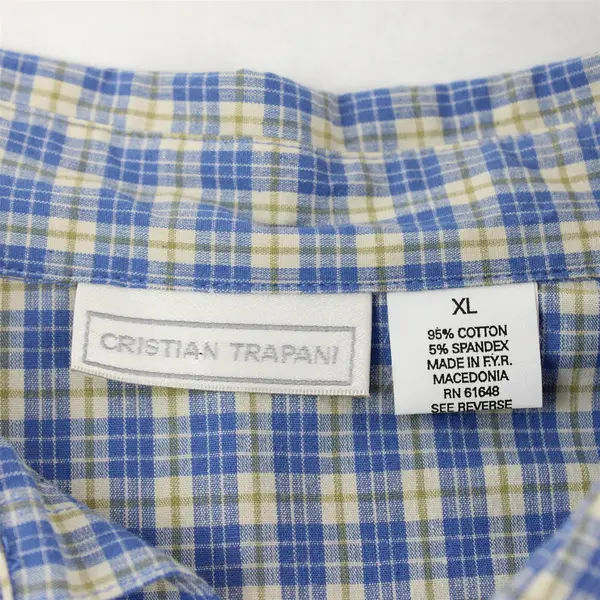 Christian Trapani Blue/White/Yellow Plaid Long Sleeve Button Up Women's Size XL