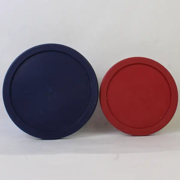 Lot of 2 Anchor Hocking Glass Food Storage Bowls 4 Cup Red & 7 Cup Blue