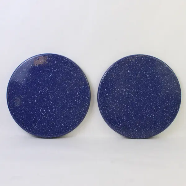 Lot of 2 Large Blue Speckled Enamel Stove Burner Covers