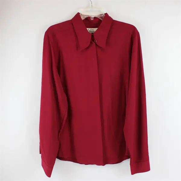 C. J. Banks Solid Deep Red Color Long Sleeve Button Up Women's Size 16W