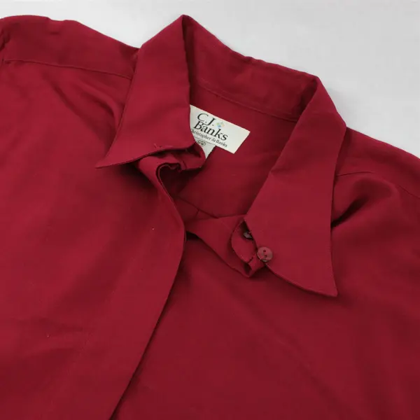 C. J. Banks Solid Deep Red Color Long Sleeve Button Up Women's Size 16W