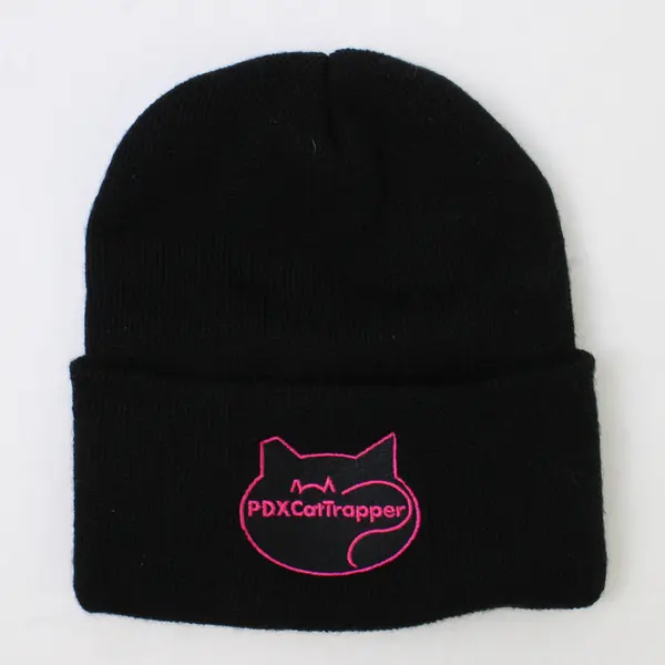 PDX Cat Trapper Stocking Cap Black Pink Men's Winter Hat