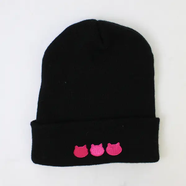 PDX Cat Trapper Stocking Cap Black Pink Men's Winter Hat