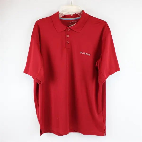 Columbia Omni Shade Solid Red Color Short Sleeve Polo Top Men's Size L