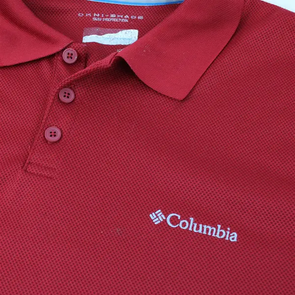 Columbia Omni Shade Solid Red Color Short Sleeve Polo Top Men's Size L