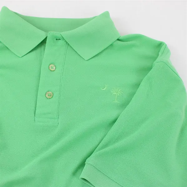 DriWay Divots Solid Pastel Green Color Short Sleeve Polo Top Men's Size L