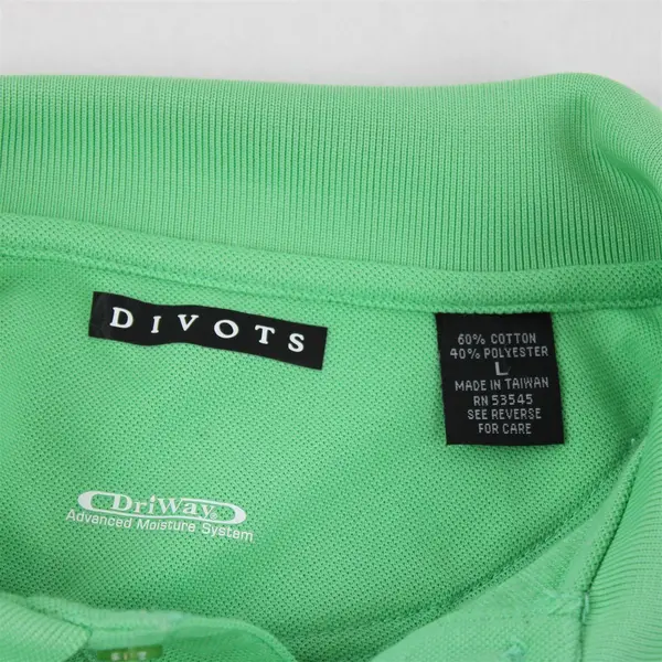 DriWay Divots Solid Pastel Green Color Short Sleeve Polo Top Men's Size L