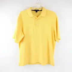 Land's End Solid Butter Yellow Color Short Sleeve Polo Top Men's Size L (42-44)