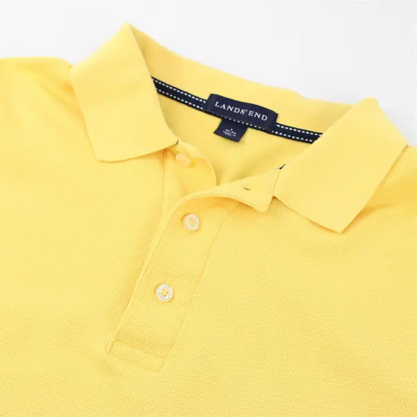 Land's End Solid Butter Yellow Color Short Sleeve Polo Top Men's Size L (42-44)