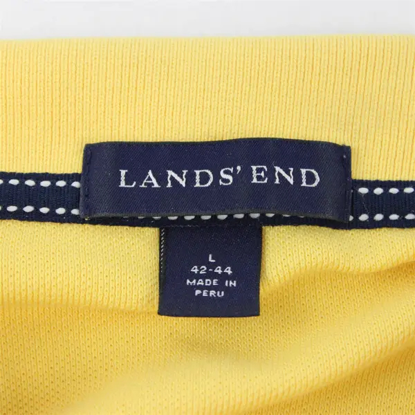 Land's End Solid Butter Yellow Color Short Sleeve Polo Top Men's Size L (42-44)