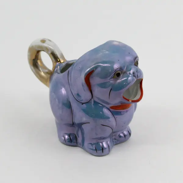 Vintage Blue Lustreware Foo Dog Creamer Japan