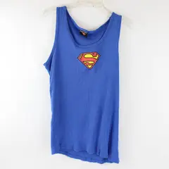 Warner Bros Superman Solid Blue Color Ribbed Tank Top 2000 Men's Size L/XL