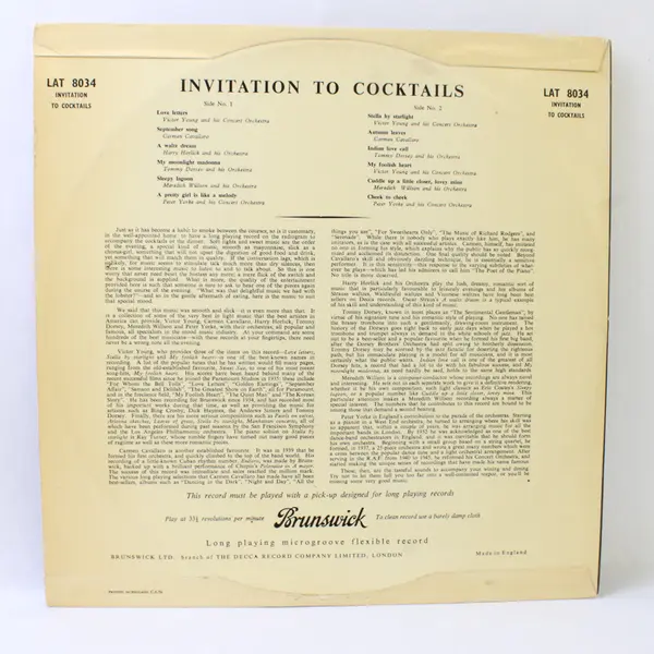 Brunswick Invitation to Cocktails 12" LP Vinyl