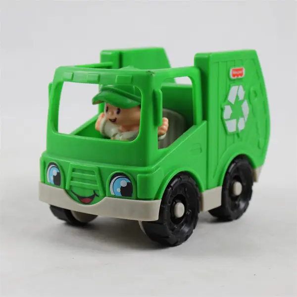 Fisher-Price Little People Recycle Truck Green Garbage Truck w/ Driver Figure