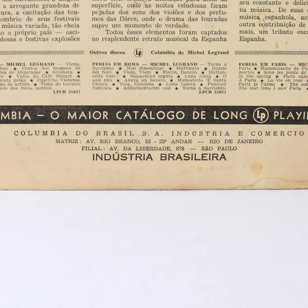 Ferias NA Espanha Michel Legrand 12" Vinyl Record