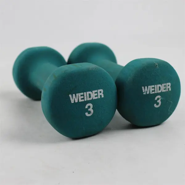 Weider 3 lb Hand Weights Pair Teal  Neoprene Dumbbells