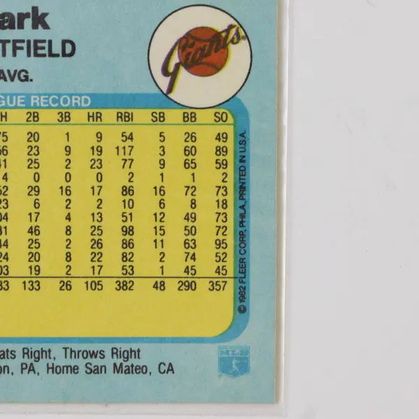 1982 Fleer - Jack Clark #387 San Francisco Giants