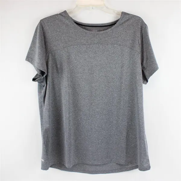 Danskin Now Semi Fitted Gray Speckled Short Sleeve Activewear Top Womens XXL(20)