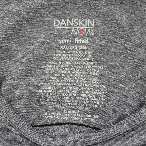 Danskin Now Semi Fitted Gray Speckled Short Sleeve Activewear Top Womens XXL(20)
