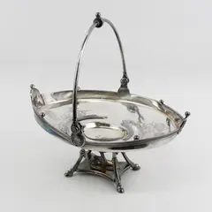 Reed And Barton Silver Plated Brides Basket  1869 Patent Engraved Monogram