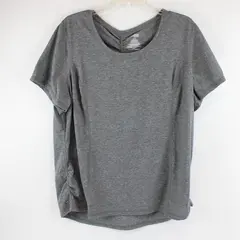 Danskin Now Loose Gray Speckled Short Sleeve Activewear Top Women's 2X (18W-20W)