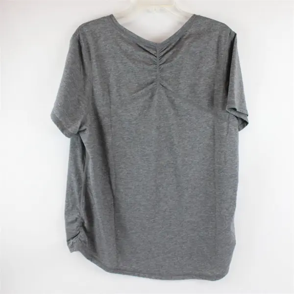 Danskin Now Loose Gray Speckled Short Sleeve Activewear Top Women's 2X (18W-20W)