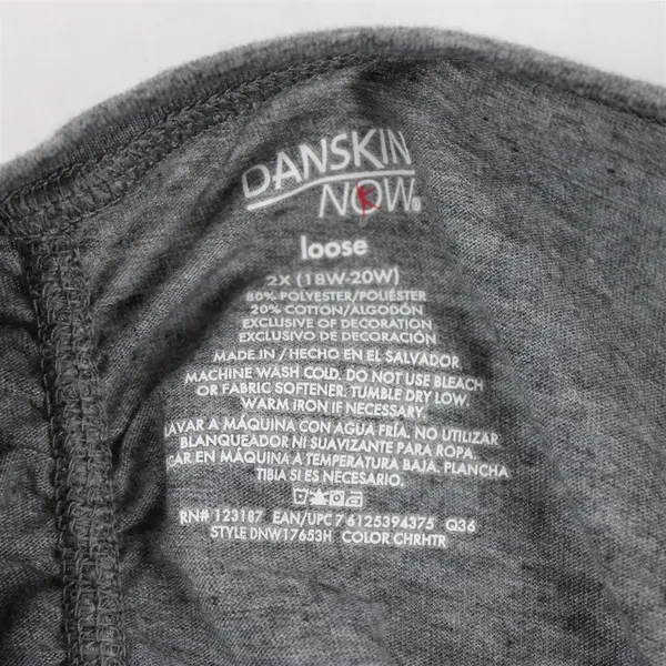 Danskin Now Loose Gray Speckled Short Sleeve Activewear Top Women's 2X (18W-20W)