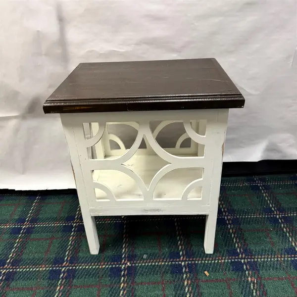 Set of Two White Painted Rustic Country Style End Tables- Freight / Local Pickup