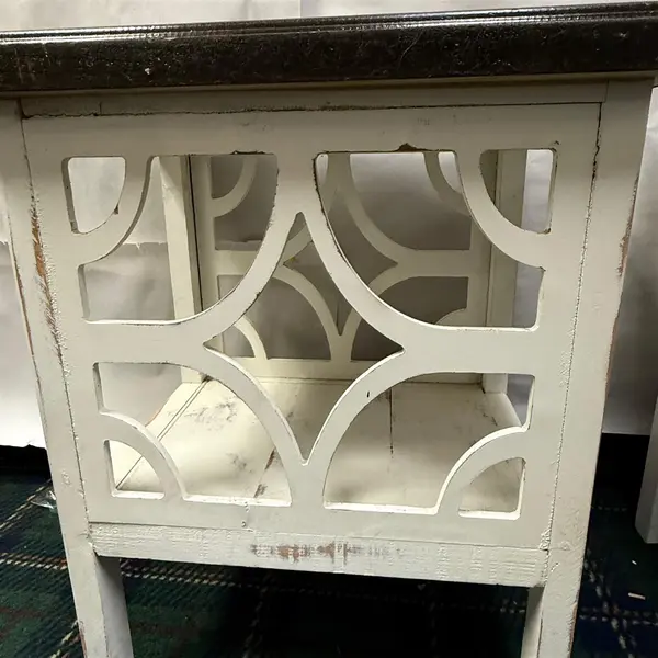 Set of Two White Painted Rustic Country Style End Tables- Freight / Local Pickup