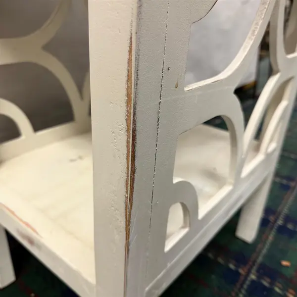 Set of Two White Painted Rustic Country Style End Tables- Freight / Local Pickup