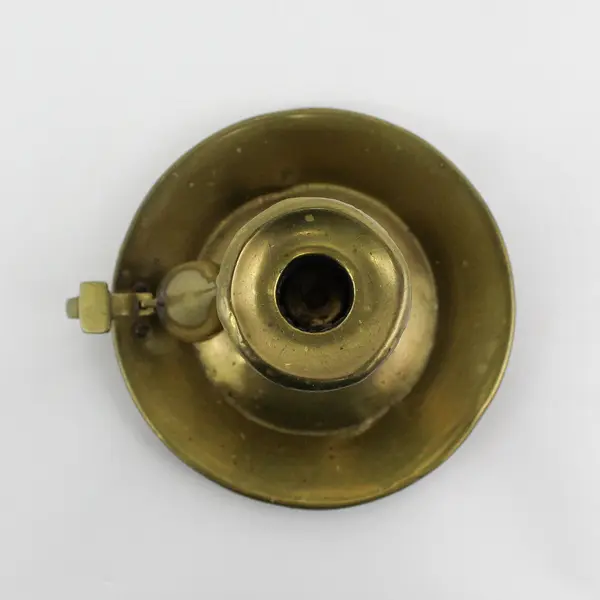 Antique Brass Ejector Chamberstick With Snuffer And Wide Drip Pan