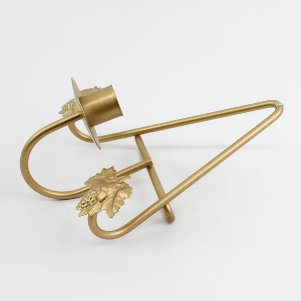 Vintage Gold Metal Grape Cluster Candle Wall Sconce Pair