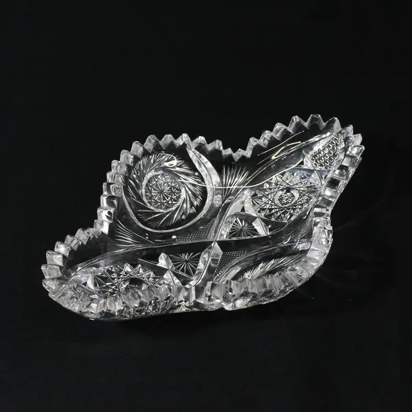 Vintage American Brilliant Period (ABP) Cut Glass Celery Or Relish Dish 7.5”