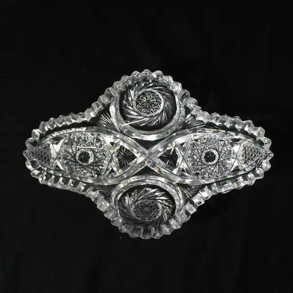 Vintage American Brilliant Period (ABP) Cut Glass Celery Or Relish Dish 7.5”