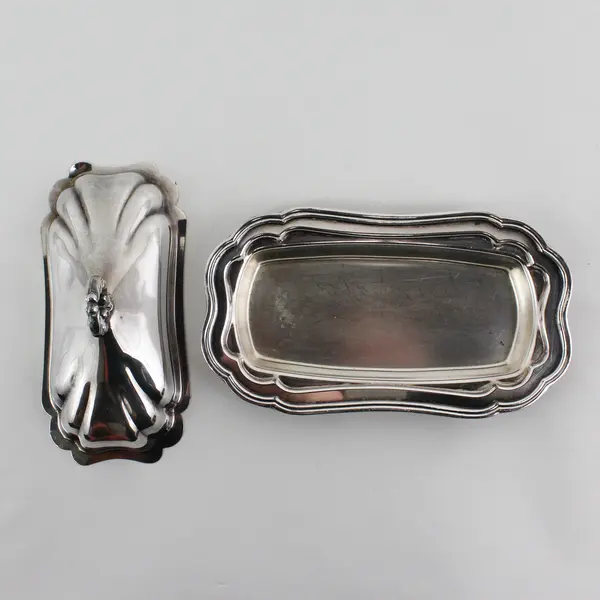 Vintage Oneida Silver Plate Cube Butter Dish No Glass Liner