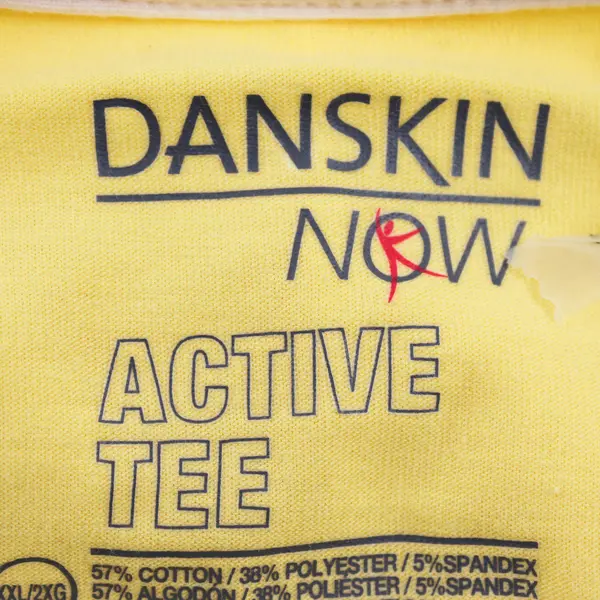 Danskin Now Yellow/White Short Sleeve Activewear Top Women's XXL/2XG W/ Headband
