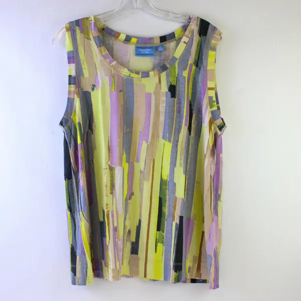Simply Vera Vera Wang Multicolor Abstract Sleeveless T-Shirt Top Women's Size XL