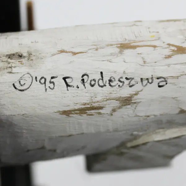 Hand Carved And Hand Painted Fishing Cat In A Rowboat Sculpture Signed