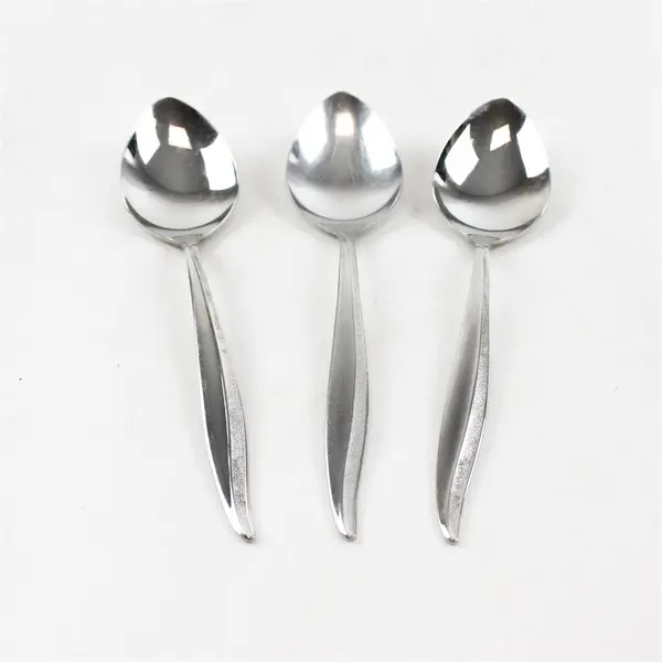 Set of 3 Oneida Textura Stainless Place/Oval Soup Spoons