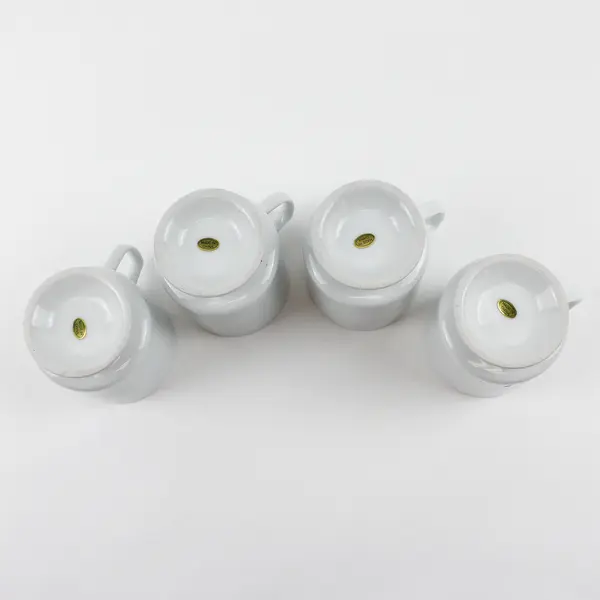 Lot Of 4 Unbranded Matching Solid White Color Ceramic Pedestal Cup/Mugs 4" Tall