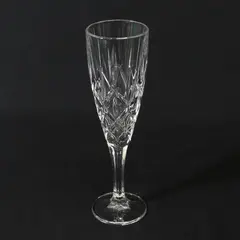 Heavy Diamond Cut Crystal Champagne Flute With Hexagon Stem  8.75"