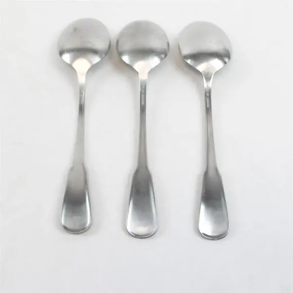 Set of 3 Oneida Colonial Boston Stainless Place Oval Soup Spoons