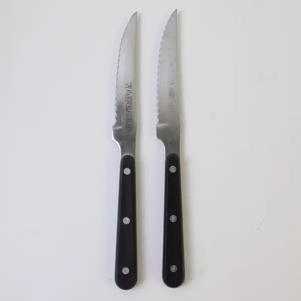 Lot of 2 J A Henckels (Zwilling) EverSharp Steak Knives Silver/Black Very Rare 