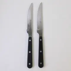 Lot of 2 J A Henckels (Zwilling) EverSharp Steak Knives Silver/Black Very Rare 