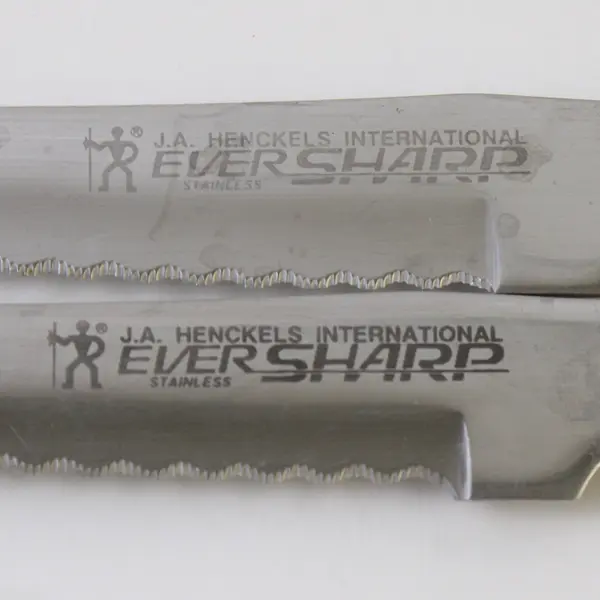 Lot of 2 J A Henckels (Zwilling) EverSharp Steak Knives Silver/Black Very Rare 