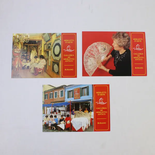 Lot Of 3 VTG Galleria Del Merletto Antico Burano Italy Art Museum Postcards