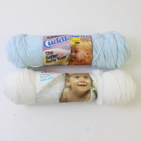 Lot of 2 Skeins of Baby Yarn Knitting/Crochet, White & Pastel Blue
