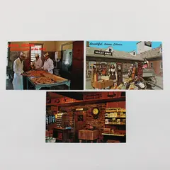 Lot Of 3 Vintage Amana Meat Shop Amana Colonies Iowa Color Postcards